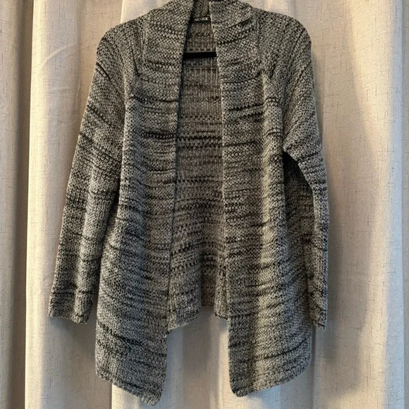 NIC+ZOE Open Cardigan Sweater. Black and Gray Marled Pattern. Size L. - Picture 1 of 4